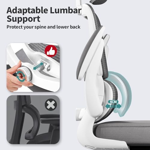 TRALT Office Chair Ergonomic Desk Chair - Gaming Chair with Lumbar Support (4, White)