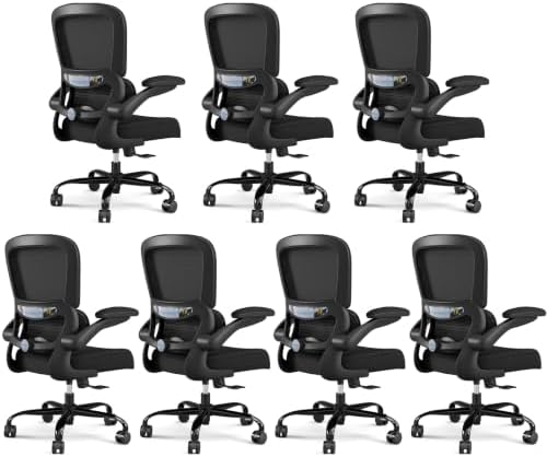TRALT Office Chair - Ergonomic Desk Chair with Adjustable Lumbar Support, Mesh Computer Chair, Executive Chairs for Home Office Comfortable Lumbar Support Black Pack of 7