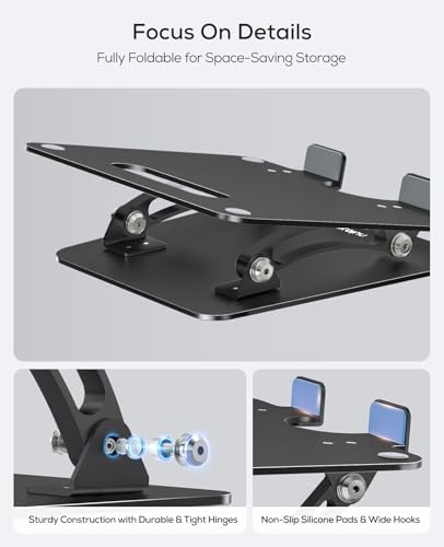 Nulaxy Fully Adjustable Laptop Stand for Desk, Dual Foldable Computer Riser