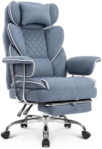 NEO CHAIR Big & Tall Leather Office Chair, High Back, Lumbar Support, Blue