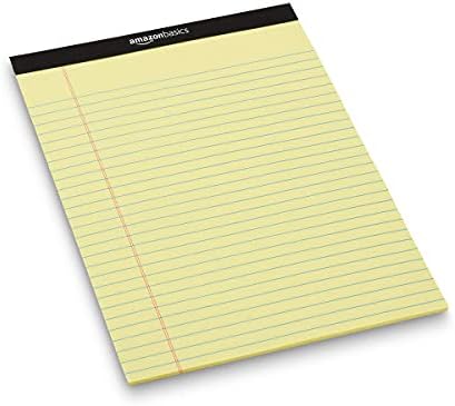 Amazon Basics Legal/Wide Ruled 8.5 x 11.75 inch Legal Pad, Canary, 72 Count (Pack of 12), 50 sheets per pad, 6 packs per carton