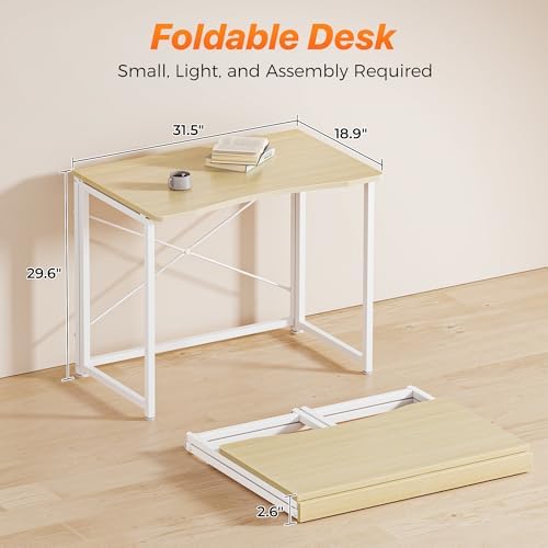 Huuger Folding Desk for Small Spaces, 31.5 Inch Foldable Computer Table