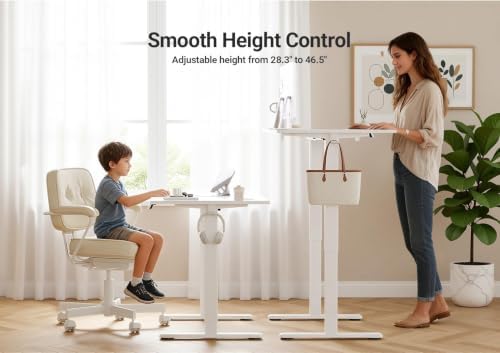 Claiks Electric Height Adjustable Standing Desk, 48x24 Inch, Cold White