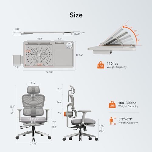 Newtral Office Chair Ergonomic - Home Office Desk Chair, Back Pain Chair with Auto-Following Lumbar Support, 4D Armrest, Seat Depth and Height Adjustable