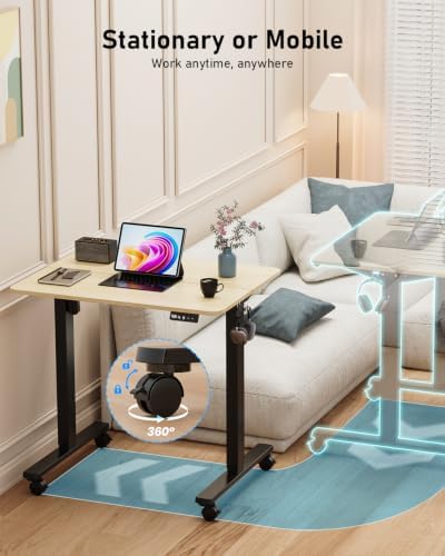 32" Small Rolling Electric Standing Desk Adjustable Height for Home Office