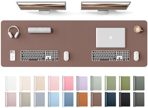 YSAGi Leather Desk Protector, Office Mat, Large Mouse Mat, Non-Slip PU Leather Blotter, Laptop Desk Mat, Waterproof Writing Pad for Office and Home(Chocolate, 63" x 17.2")