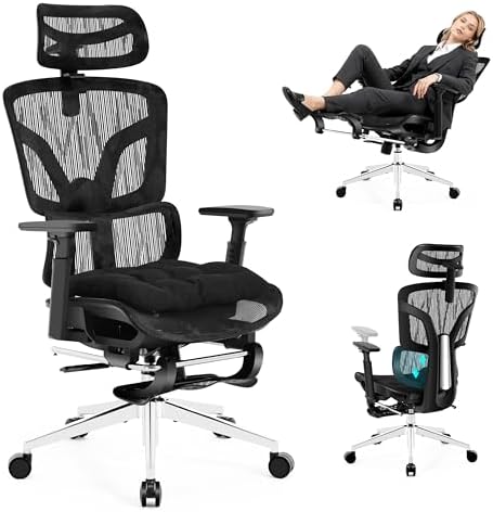 Ergonomic Office Chair with Footrest 4-Level Adjustable Lumbar Suppor