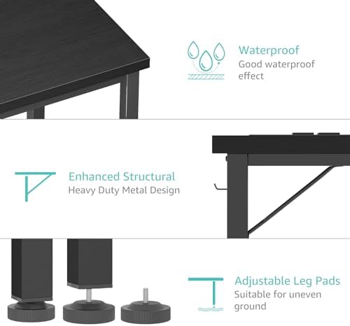 Lufeiya 39 inch Computer Desk with Power Outlet, 40 inch Teen Study Table Home Office Work Writing Desks with Charging Station Outlets Built in, Black