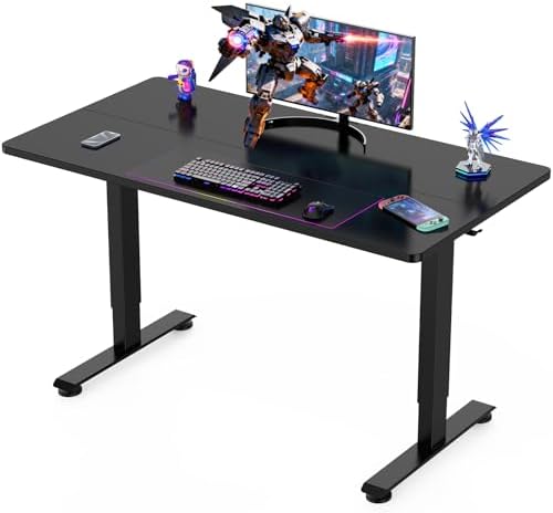 Veken 55 Inch Large Electric Standing Desk, Gaming Table, Black