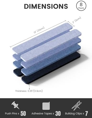 Fluxynara 13" x 2" Felt Wall Panels, Denim Mist