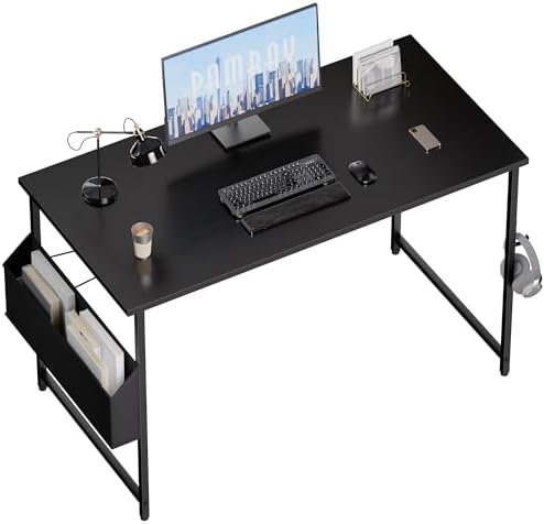 Pamray 47 Inch Computer Desk for Small Spaces with Storage Bag, Home Office Work Desk with Headphone Hook, Small Office Desk Study Writing Table