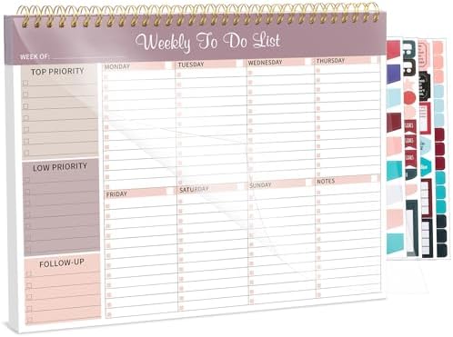 Thboxes Weekly To Do List Notepad, 8.5"x11" Desk Planner 52 Sheets, Lilac
