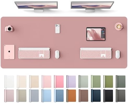 YSAGi Leather Desk Protector, Office Mat, Large Mouse Mat, Non-Slip PU Leather Blotter, Laptop Desk Mat, Waterproof Writing Pad for Office and Home(Pale Mauve, 63" x 24")
