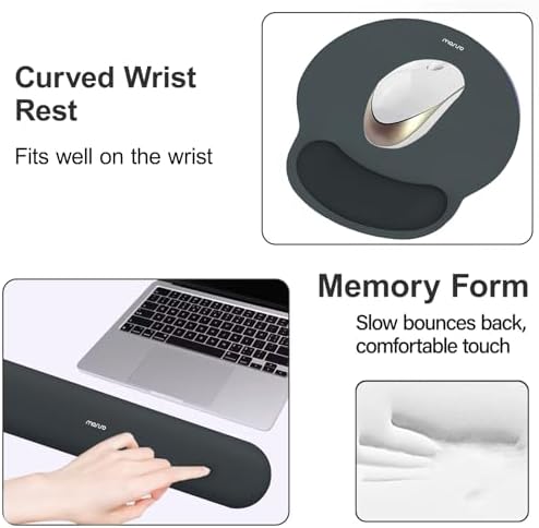 MOSISO Wrist Rest Support for Mouse Pad&Keyboard Set, Slate Gray