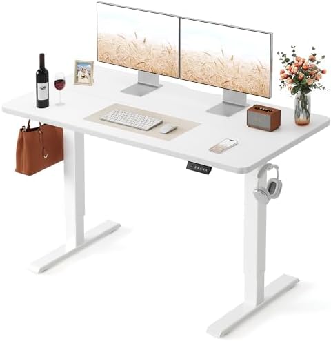 FEZIBO Standing Desk 48 × 24 Inch Electric Height Adjustable, White