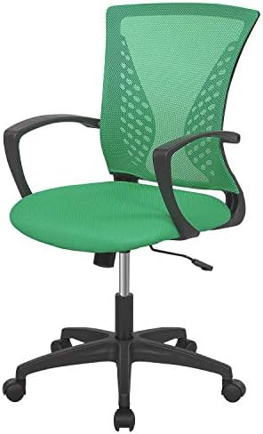 FDW | Mid Back Office Chair | Green | with Lumbar Support, 360 Swivel
