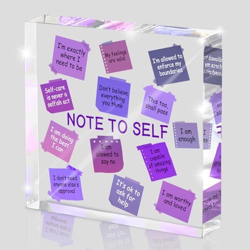 Daily Positive Energy Affirmation Acrylic Standee - 4x4 inch Purple Desktop Decoration, Uplifting and Durable Desk Decor for Office, Dorm, and Therapist Room, Gift for Daughter, Purple Decor for Desk