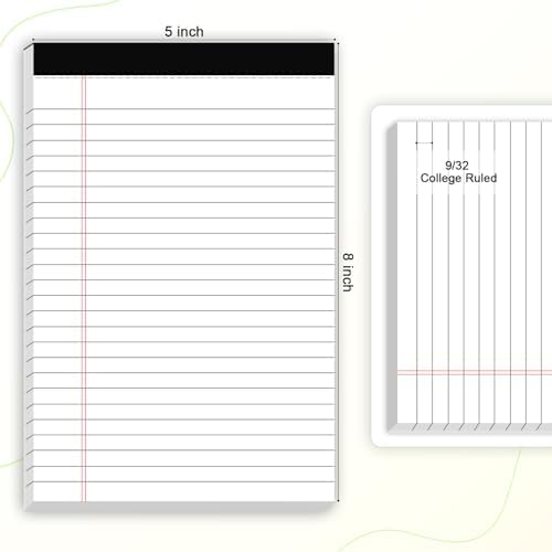 AILZFEI 12pcs Small Note Pad 5x8 College Ruled White Legal Pads Paper Notepads 12 Pack Study Back Writing Pads 5 x 8 Legal Pads Perforated Narrow Ruled Pads of Paper White