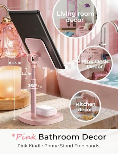 LISEN Cell Phone Stand iPhone Holder for Desk, Pink Gifts Gadgets Organizer