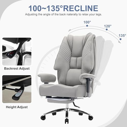 EXCEBET Big and Tall Executive Office Chair 400lbs Wide Seat, Mesh Grey