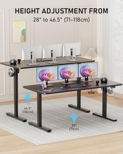 63" Large Electric Standing Desk Adjustable Height for Home Office