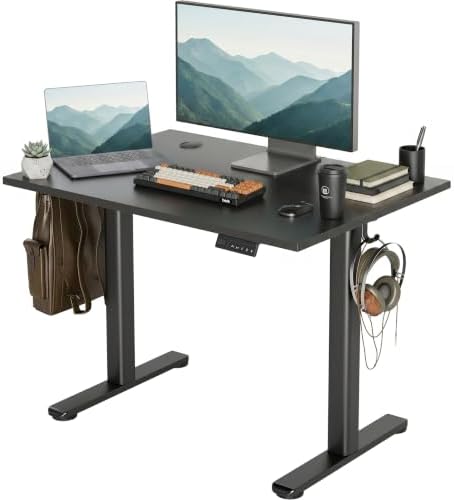 Claiks Electric Height Adjustable Standing Desk, 40x24 Inch, Deep Black