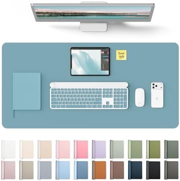 YSAGi Leather Desk Pad Protector, Office Desk Mat, Large Mouse Pad, Non-Slip PU Leather Desk Blotter, Laptop Desk Pad, Waterproof Desk Writing Pad for Office and Home (Aquamarine, 35.4" x 17")