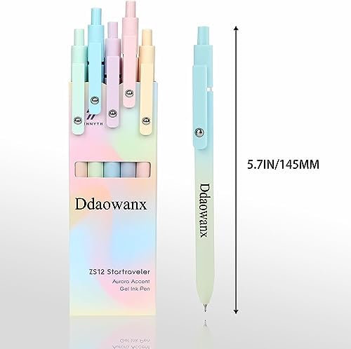 Ddaowanx Gel Pens,5 Pcs 0.5mm Retractable Quick Dry Black Ink Pens