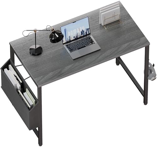 Pamray 32 Inch Computer Desk for Small Spaces with Storage Bag, Home Office Work Desk with Headphone Hook, Small Office Desk Study Writing Table