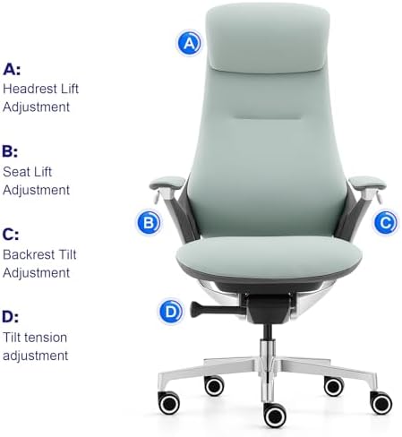 Genuine Leather Executive Office Chair，Top-Grain Cowhide, Ergonomic Design