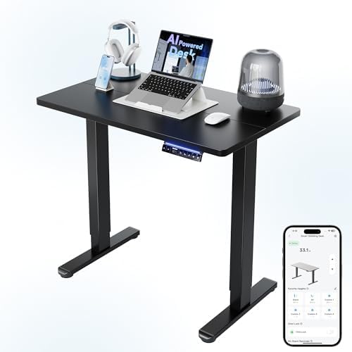 HUANUO AI-Powered Smart Electric Standing Desk, 32 Inch, Black