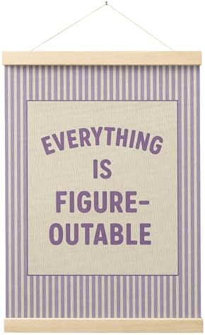 FGFK Everything Is Figureoutable Positive Affirmations Wall Art Poster Hanger Frame, Retro Purple Inspirational Canvas Prints Framed Wall Decor for Office Classroom Home Bedroom, 12x16 Inch