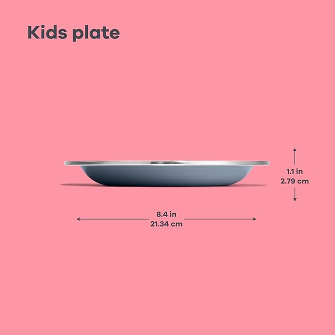 Hydro Flask Stainless Steel Kids Plate- Dishwasher Safe, Stackable, Dinner Plate in Dahlia Pink