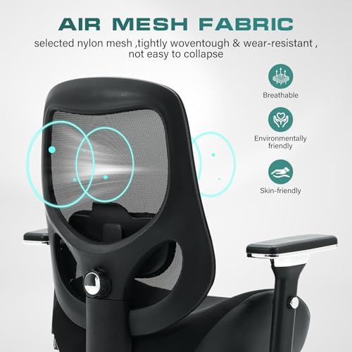 750lbs Big and Tall Office Chair with Wide Thick Seat Cushion for Heavy People Ergonomic Computer Mesh Desk Chairs with 4D Armrests, Adjustable Lumbar Support for Adults 8 Hours daliy Work