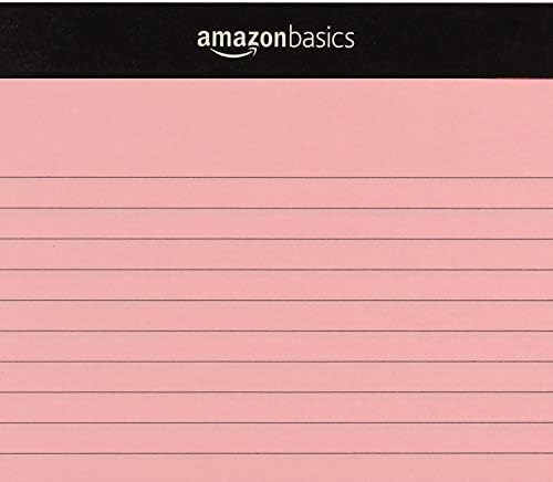 Amazon Basics Wide Ruled Lined Writing Note Pads with Sturdy Back, 8.5" x 11.75", Multicolor, 6-Pack, 300 Sheets, Perforated