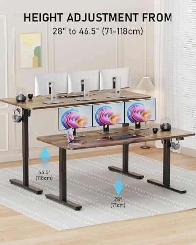 63" Large Electric Standing Desk Adjustable Height for Home Office