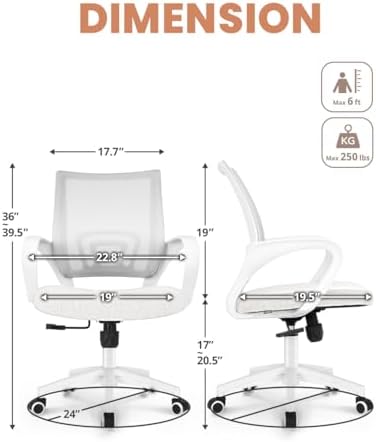 NEO CHAIR Office Computer Chair Ergonomic Mid-Back Mesh Desk Chair, Ivory