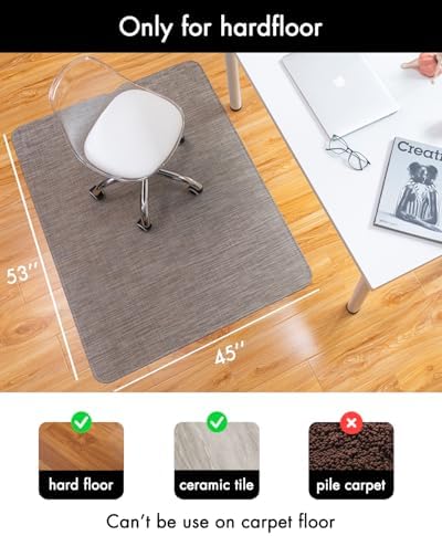 Baroyal Office Chair Mat for Hardwood Floor Under Desk Computer Rolling Chair Mat for Wood/Tile Floor Non-Slip Heavy Duty Desk Rug PVC Plastic Hard Floor Protector 45"x 53" (Soapstone)