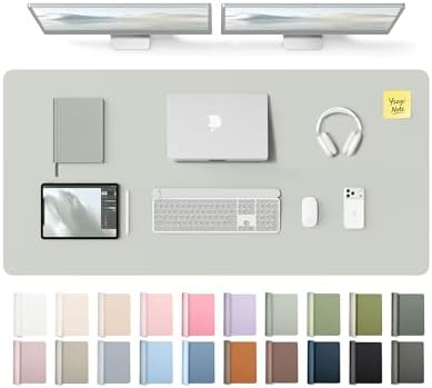 YSAGi Leather Desk Pad Protector, Office Desk Mat, Large Mouse Pad, Non-Slip PU Leather Desk Blotter, Laptop Desk Pad, Waterproof Desk Writing Pad for Office and Home (Light Grey,55" x 24")