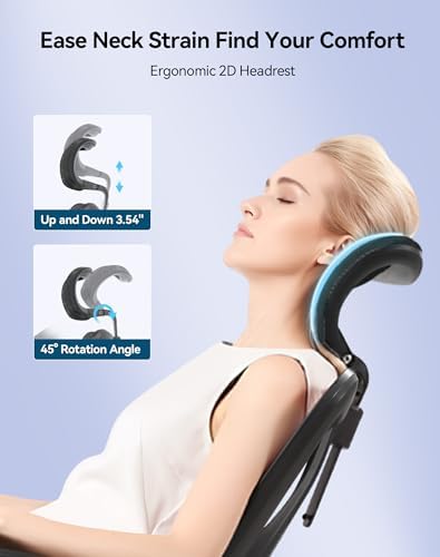 SIHOO M57 Ergonomic Mesh Office Chair, High Back Home Desk Chair with 3D Armrests, Lumbar Support and Adjustable Headrest, Comfortable Computer Chair, Big & Tall Office Chair Hold 330 LBS-Ebony