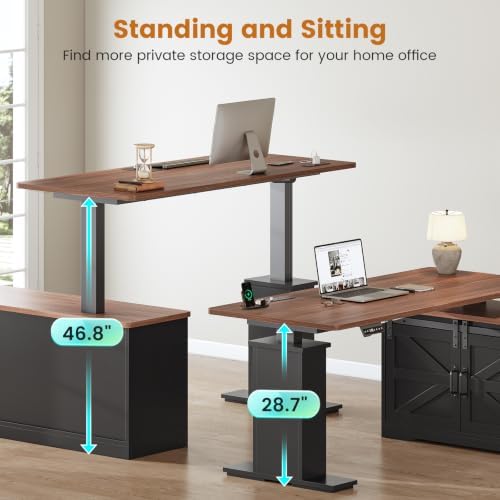 SEDETA Farmhouse 55 inch L Shaped Standing Desk with Storage Drawers