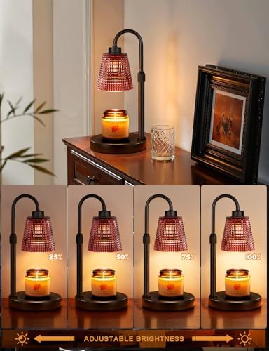 Pomegranate Red Candle Warmer Lamp with Timer, Dimmable Candle Warmer for Home Decor, Height Adjustable Candle Lamp for Jar Candles, Birthday Gifts for Women Mom, House Warming Gifts New Home