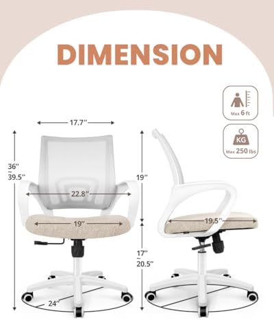 NEO CHAIR Office Computer Chair Ergonomic Mid-Back Mesh Desk Chair, Beige