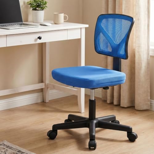 Sweetcrispy Small Armless Desk Chair, Mesh Rolling Office Chairs