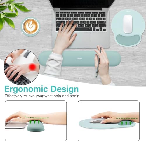MOSISO Wrist Rest Support for Mouse Pad&Keyboard Set, Aquamarine