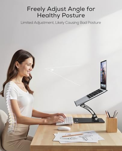 Nulaxy Fully Adjustable Laptop Stand for Desk, Dual Foldable Computer Riser