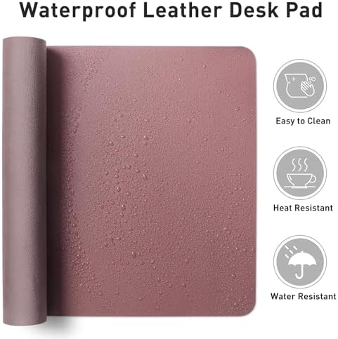 Aothia Leather Desk Pad Protector, Mouse Pad, Office Desk Mat,Non-Slip PU Leather Desk Blotter, Laptop Desk Pad, Waterproof Desk Writing Pad for Office and Home (Dark Pink, 23.6" x 13.7")