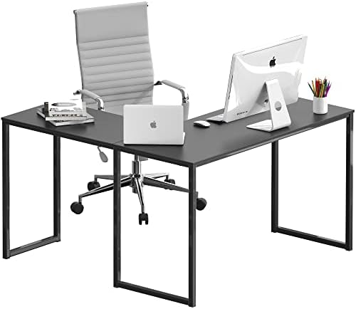 SHW Mission 48 x 48 L-Shape Home Office Computer Desk, Black