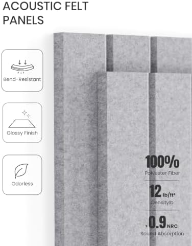 Fluxynara 48" x 36" Large Felt Bulletin Board, Soft Gray