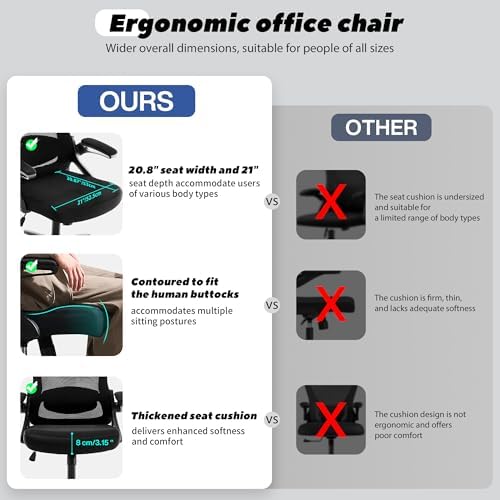 Fizzin Office Chair Mesh Computer Chairs with Adjustable Lumbar Support